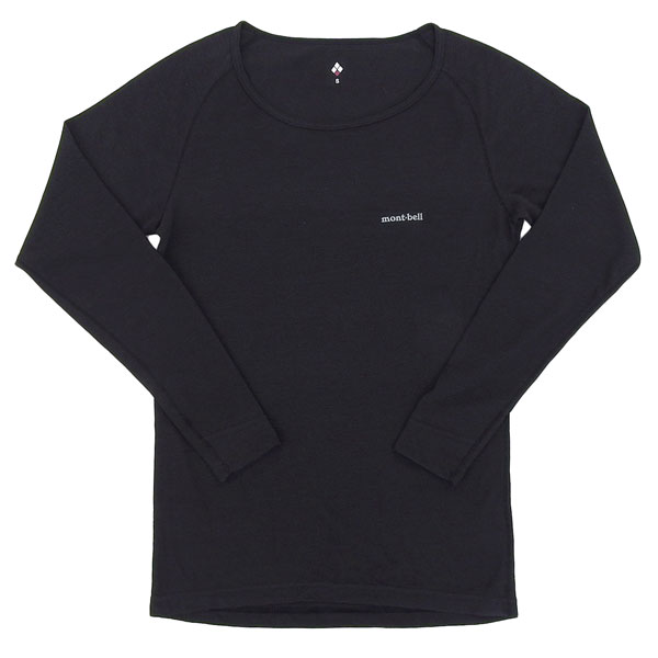 モンベル アンダーウェア インナー レディース XLサイズ ブラック ジオライン L.W.ラウンドネックシャツ Women's 1107733 mont-bell M