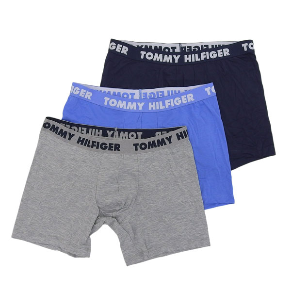 トミーヒルフィガー ボクサーパンツ メンズ アンダーウェア 3枚組 下着 M グレー ブルー ブラック STATEMENT FLEX TH09T3737MULTIM TOMMY HILFIGER