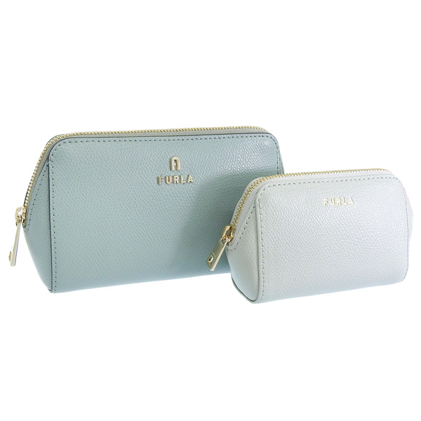 フルラ 化粧ポーチ コスメポーチ レディース アウトレット レザー グリーン カメリア FURLA CAMELIA COSMETIC CASE M WE00453ARE0002025S