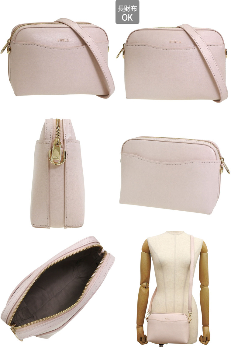 FURLAバック NWT FURLA Lilli Saffiano Leather Crossbody Double Zip Pouch Camera