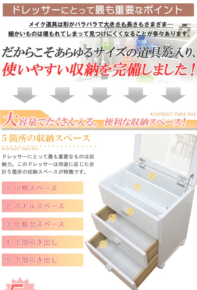 ドレッサー メイクボックス コスメボックス 鏡台 化粧台 鏡付き