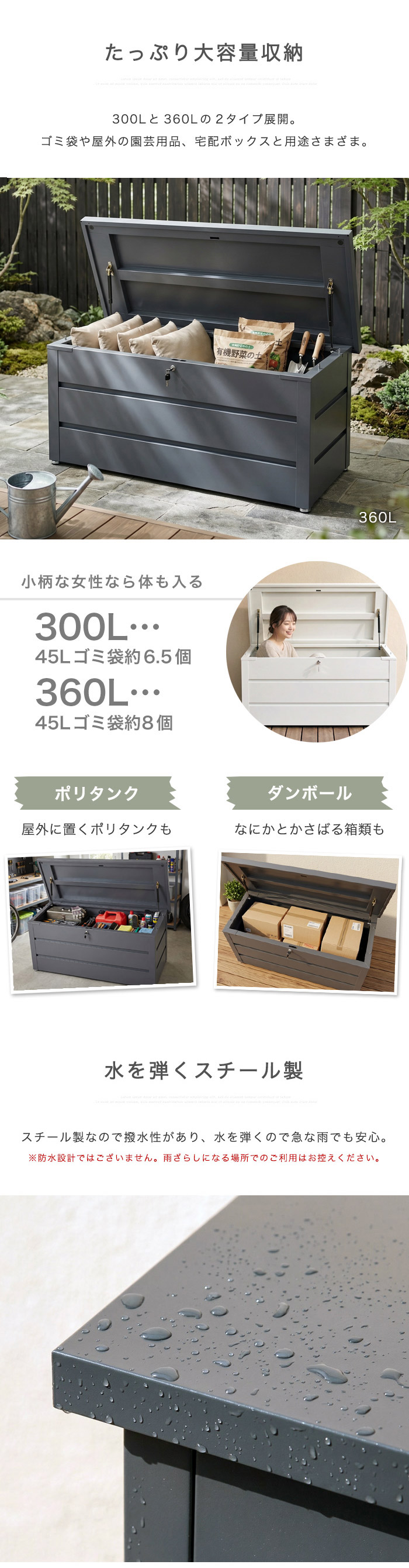2026年版 リニューアル ゴミ箱 屋外 ダストボックス 300L 360L 物置