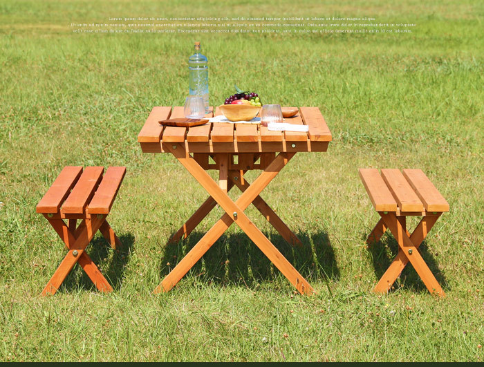ガーデン テーブル セット 木製 バーベキュー BBQ ガーデンセット 3点