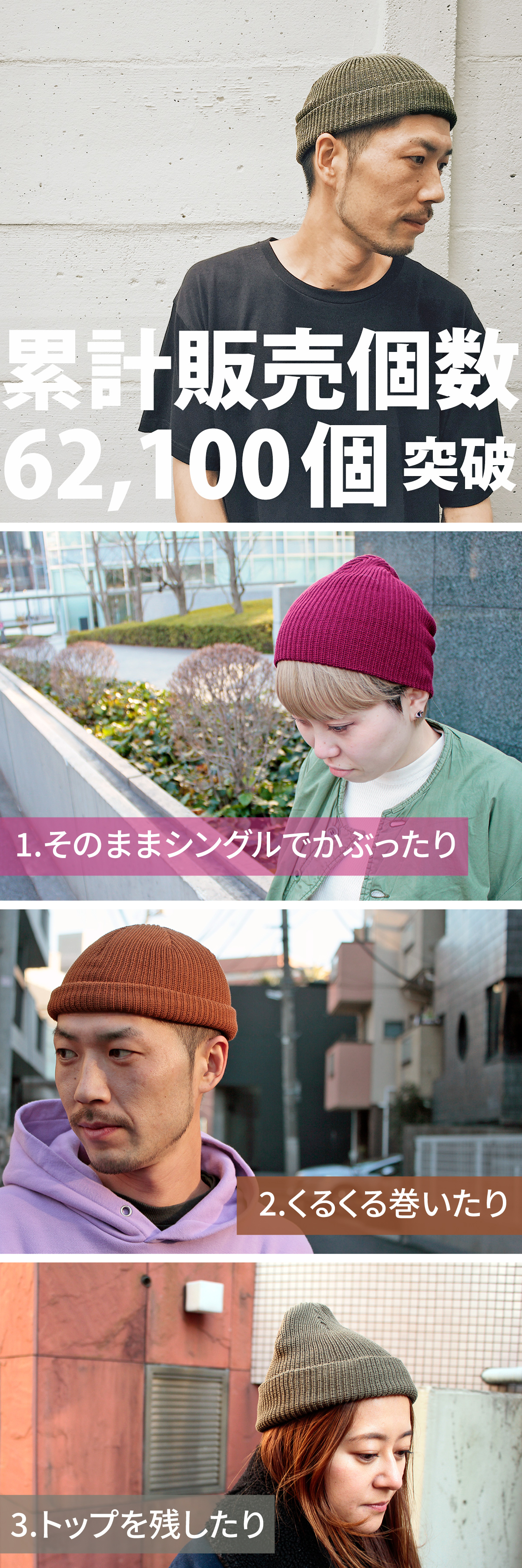 販売個数と3通りのかぶり方