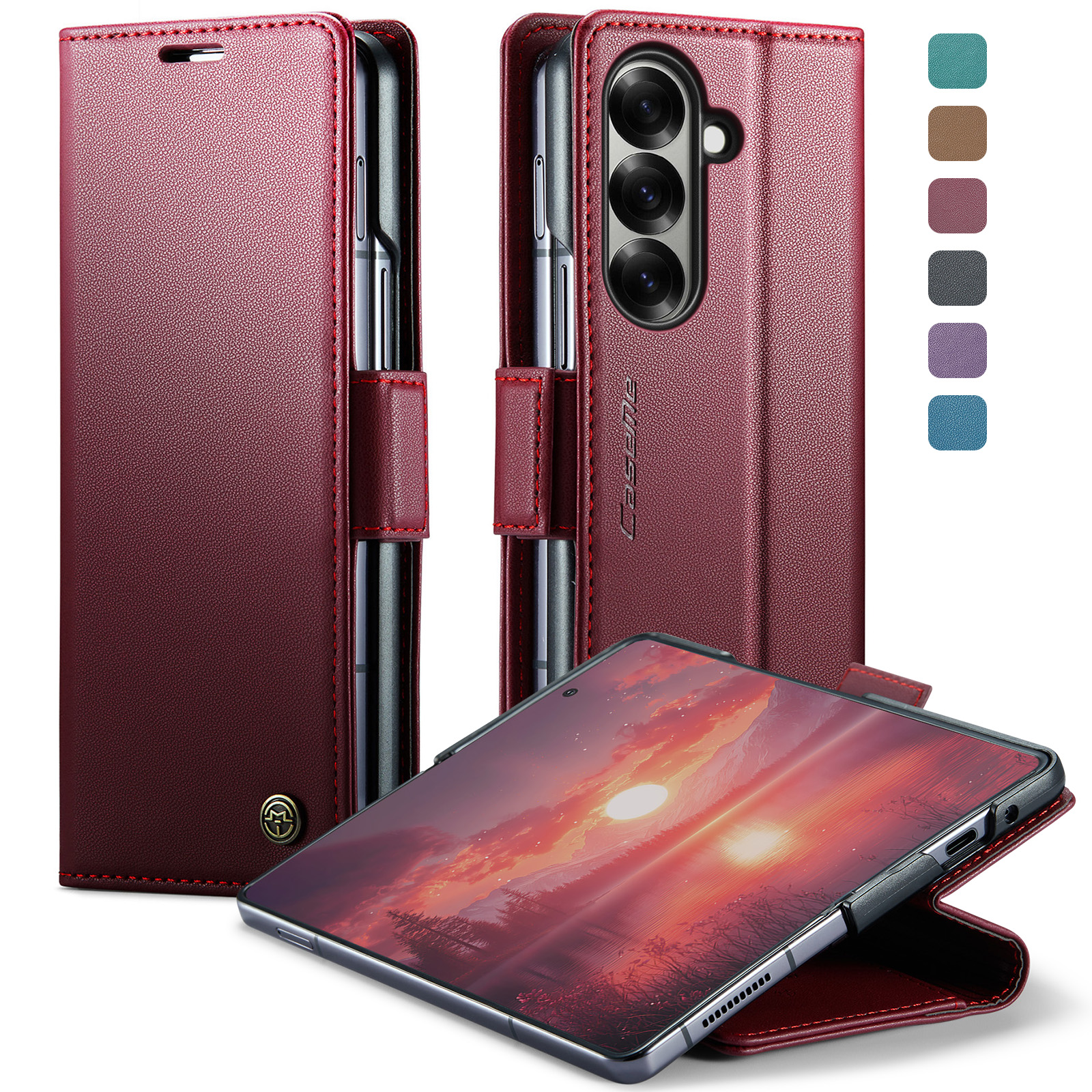 Galaxy Z Fold7 ケース 手帳型 TPU PUレザー SC-56F 手帳カバー RFiD