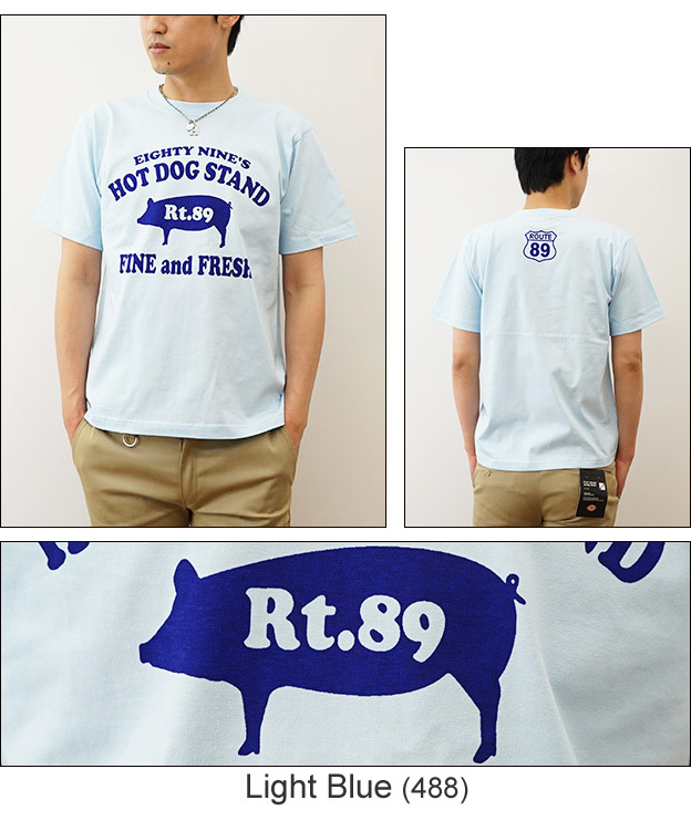 ジーンズ Tシャツ メンズ 半袖 89's HOT DOG ホットドッグ 豚
