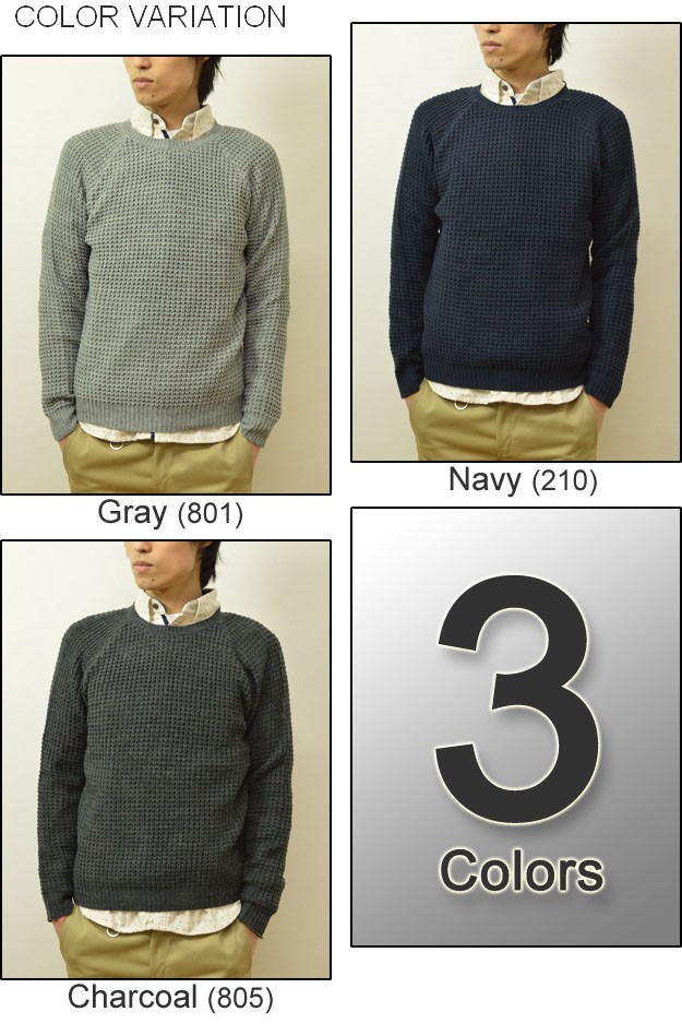 Deuxieme Classe ワッフル ウール　ラグランニット ◆ネイビー ダブテイル（DOVETAIL） ワッフルニット クルーネック セーター