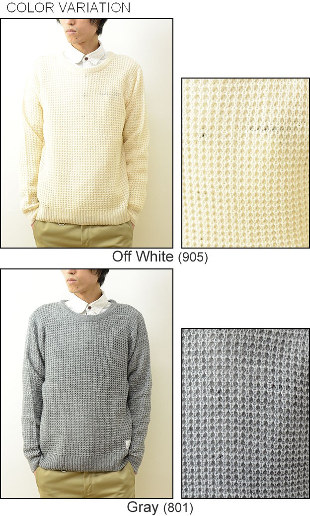 SLICK（スリック） ワッフルニット クルーネックセーター メンズ 無地
