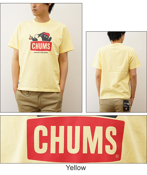 CHUMS チャムス Tシャツ 半袖 メンズ 東北別注 OM ロゴ プリント コラボ アウトドア キャンプ ブランド ボート ボックス ロゴ 限定  ボーダー 黒 白 CH01-2050