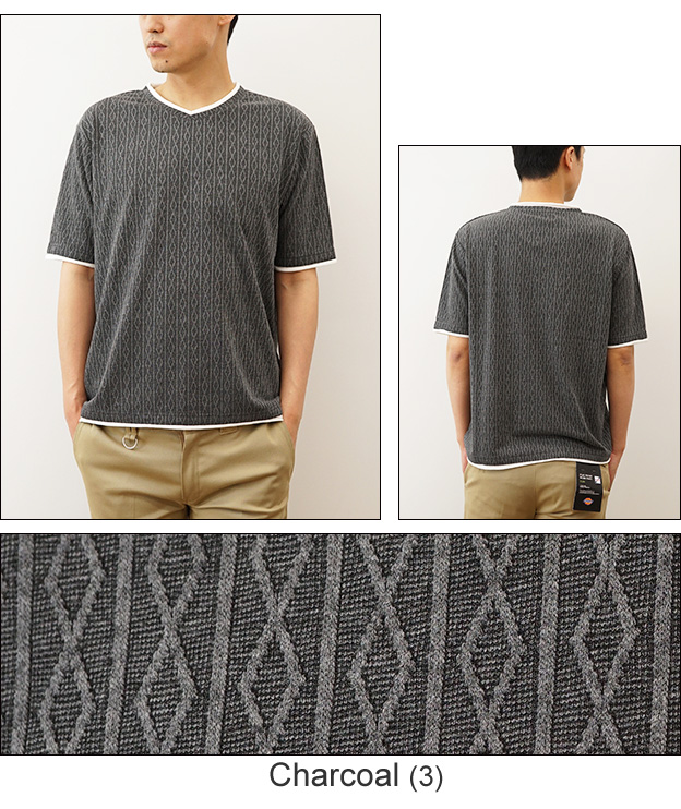 ＜ALLOWED TO UNFOLD＞菱柄ジャガードフェイクレイヤードVネック半袖Tシャツ 000000012209-05-xl.jpg?t=