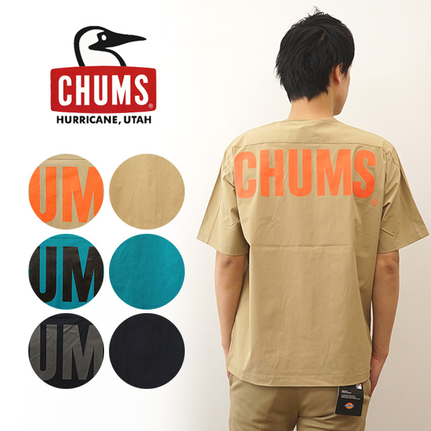 CHUMS チャムス Tシャツ エアトレイル ストレッチ メンズ 半袖 ティーシャツ ビッグシルエット オーバーサイズ デカロゴ ビッグロゴ 大きい サイズ XL CH01-2270 | CHUMS