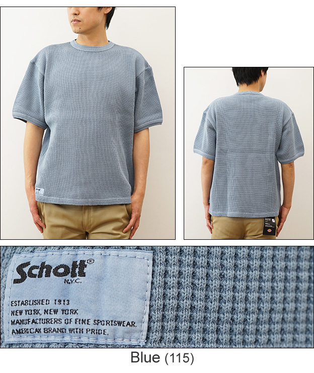 Schott ショット Tシャツ サーマル オーバーダイ メンズ 半袖 ビッグシルエット オーバーサイズ ピグメント 経年変化 育てる 古着感 大きい サイズ XL 3934008｜robinjeansbug｜05