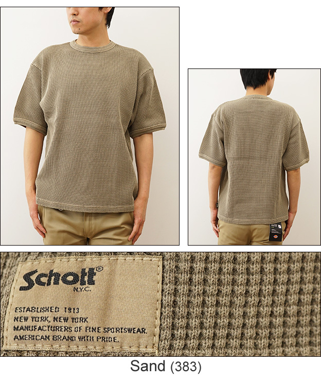 Schott ショット Tシャツ サーマル オーバーダイ メンズ 半袖 ビッグシルエット オーバーサイズ ピグメント 経年変化 育てる 古着感 大きい サイズ XL 3934008｜robinjeansbug｜06