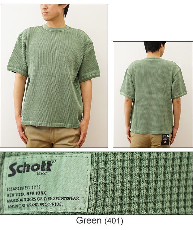 Schott ショット Tシャツ サーマル オーバーダイ メンズ 半袖 ビッグシルエット オーバーサイズ ピグメント 経年変化 育てる 古着感 大きい サイズ XL 3934008｜robinjeansbug｜07