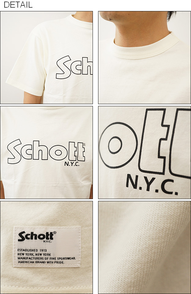 Schott ショット ベーシック ロゴ Tシャツ メンズ 半袖 おしゃれ シンプル ブランドロゴ プリント 大きい サイズ XL ライダース ジャケット ブランド 3934012｜robinjeansbug｜03
