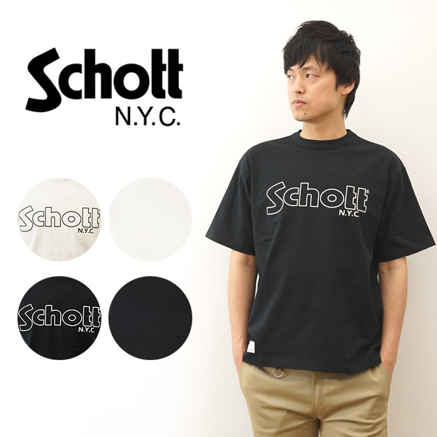 Schott ショット ベーシック ロゴ Tシャツ メンズ 半袖 おしゃれ シンプル ブランドロゴ プリント 大きい サイズ XL ライダース ジャケット ブランド 3934012｜robinjeansbug