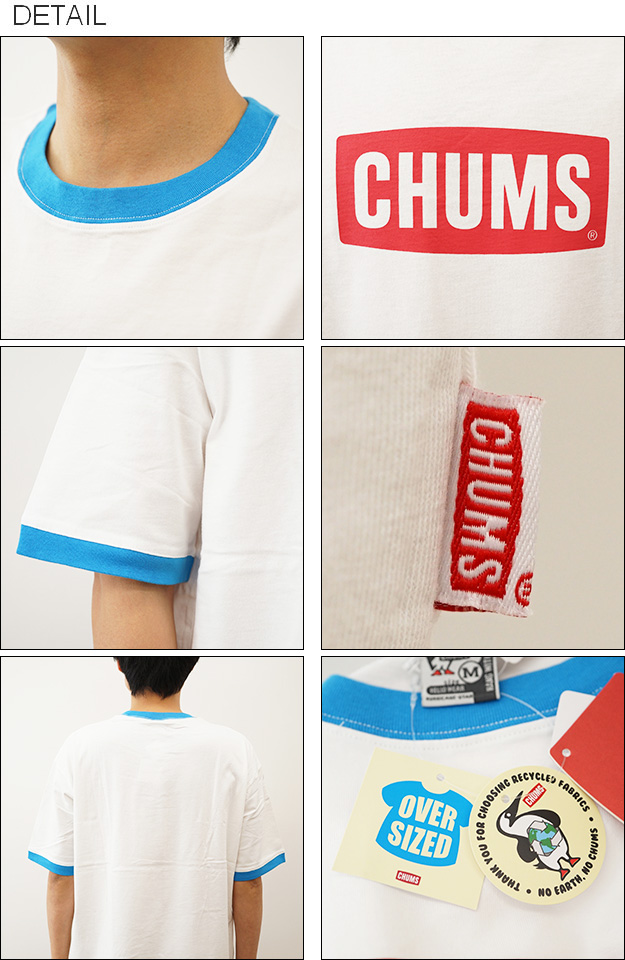 CHUMS チャムス オーバーサイズド リンガー チャムス ロゴ Tシャツ メンズ ビッグシルエット ブランドロゴ アウトドア キャンプ 大きい サイズ XL CH01-2179｜robinjeansbug｜03