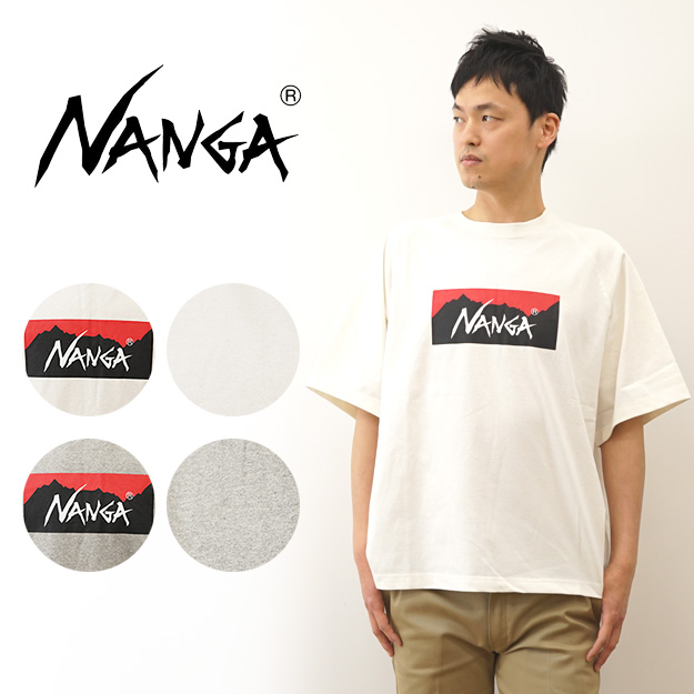 NANGA（ナンガ） ボックス ロゴ Tシャツ メンズ エコ ハイブリッド