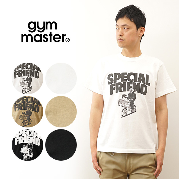 gym master ジムマスター Tシャツ 5.6oz SPECIAL FRIEND TEE メンズ 半袖 プリント プロレスラー 犬 自転車  おもしろい 大きい サイズ キャンプ 黒 白 G151746