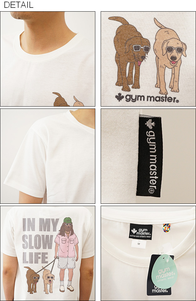 gym master ジムマスター Tシャツ メンズ SLOW LIFE TEE 半袖 プリント ティーシャツ キャンプ 大きい サイズ オシャレ おしゃれ 犬 動物 おじさん G133769 | gym master | 02