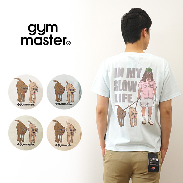 gym master ジムマスター Tシャツ メンズ SLOW LIFE TEE 半袖 プリント ティーシャツ キャンプ 大きい サイズ オシャレ おしゃれ 犬 動物 おじさん G133769 | gym master