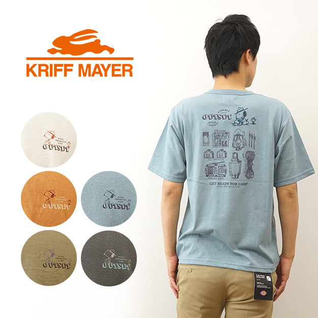 KRIFF MAYER クリフメイヤー スヌーピー プリントT ツール Tシャツ メンズ 半袖 吸水速乾 接触冷感 ピーナッツ コラボ キャンプ 大きい サイズ XL 2257807 | KRIFF MAYER