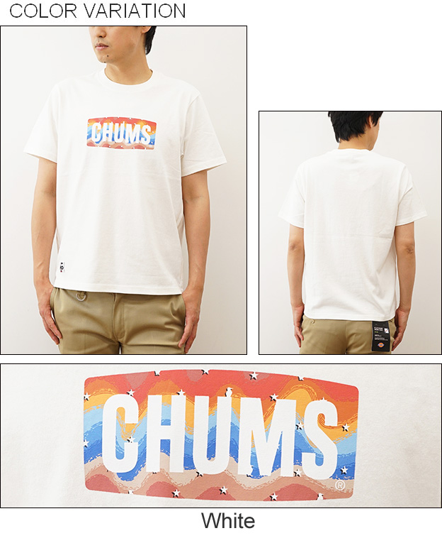 CHUMS チャムス Tシャツ メンズ ロゴ スターズ アンド ストライプ 半袖 ボックスロゴ キャンプ 登山 丈夫 おしゃれ ワンポイント 大きい サイズ XL CH01-2388 | CHUMS | 03