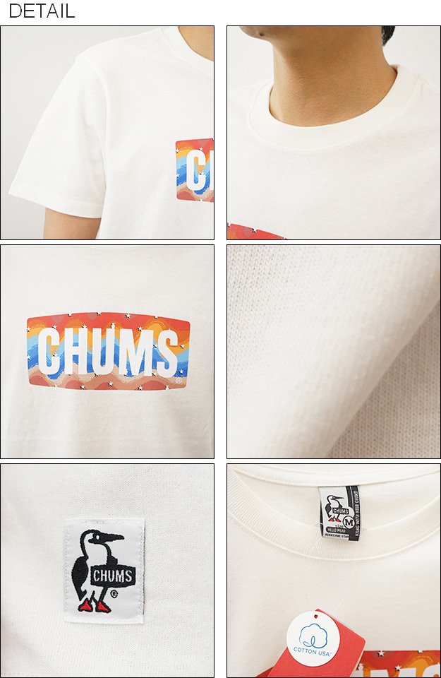 CHUMS チャムス Tシャツ メンズ ロゴ スターズ アンド ストライプ 半袖 ボックスロゴ キャンプ 登山 丈夫 おしゃれ ワンポイント 大きい サイズ XL CH01-2388 | CHUMS | 02