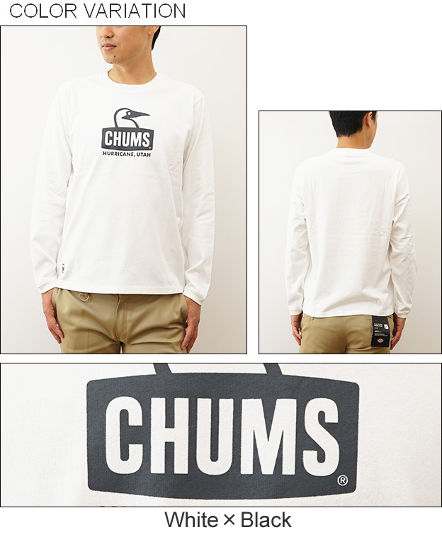 CHUMS チャムス ロンT ブービーフェイス ブラッシュド ロング スリーブ Tシャツ 長袖 メンズ 大きい サイズ XL ボックスロゴ ボートロゴ プリント CH01-2303｜robinjeansbug｜04