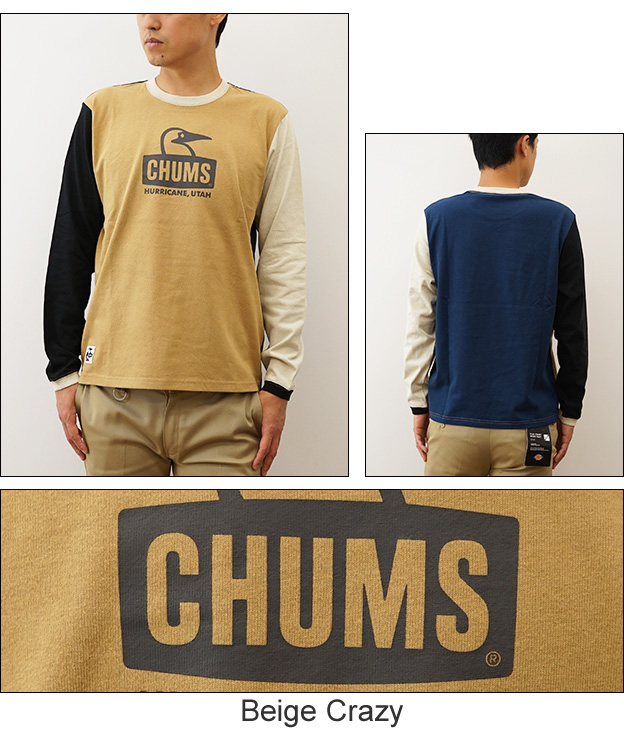 CHUMS チャムス ロンT ブービーフェイス ブラッシュド ロング スリーブ Tシャツ 長袖 メンズ 大きい サイズ XL ボックスロゴ ボートロゴ プリント CH01-2303｜robinjeansbug｜07