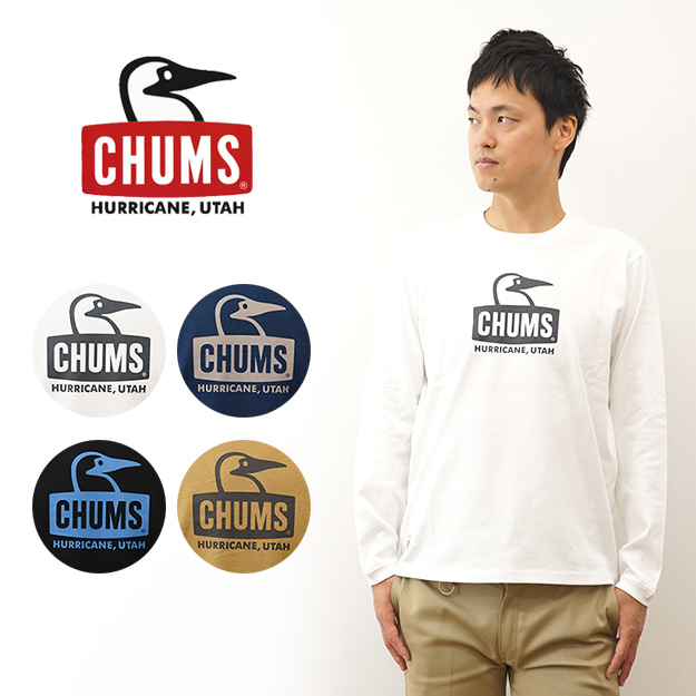 CHUMS チャムス ロンT ブービーフェイス ブラッシュド ロング スリーブ Tシャツ 長袖 メンズ 大きい サイズ XL ボックスロゴ ボートロゴ プリント CH01-2303｜robinjeansbug