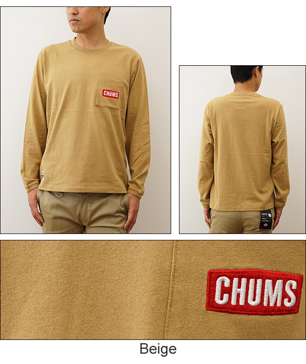 CHUMS チャムス ロンT ロゴ ポケット ブラッシュド 長袖 Tシャツ ポケT メンズ 大きい サイズ XL ボックスロゴ アウトドア 人気 おしゃれ ちゃむす CH01-2306｜robinjeansbug｜06