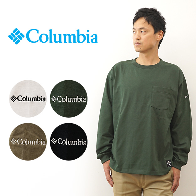 Columbia コロンビア ロンT ミラーズ クレスト 長袖 Tシャツ メンズ ポケT ポケット インナー 吸湿 速乾 厚手 厚い 生地 無地 シンプル 大きい サイズ PM0369｜robinjeansbug