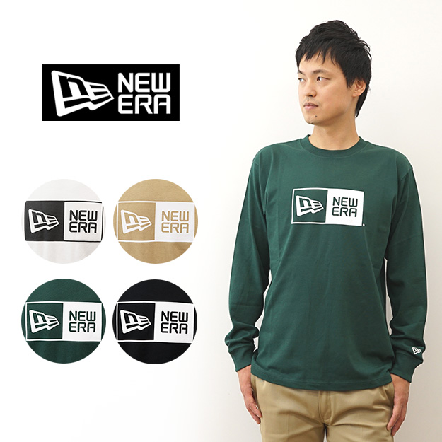 New Era ニューエラ ロンT 長袖 コットン Tシャツ ボックス ロゴ メンズ プリント 厚手 大きい サイズ XL 白 黒 13755431 13755432 13755433 13755434 | NEW ERA