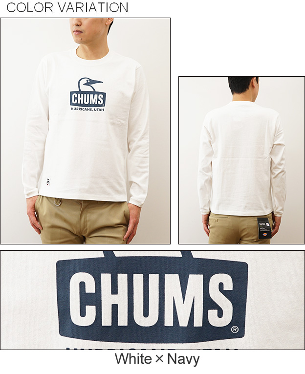 (CHUMS)チャムス ブービーフェイスロングスリーブTシャツ (White×Navy) CHUMS チャムス ロンT ブービー フェイス ロング スリーブ T