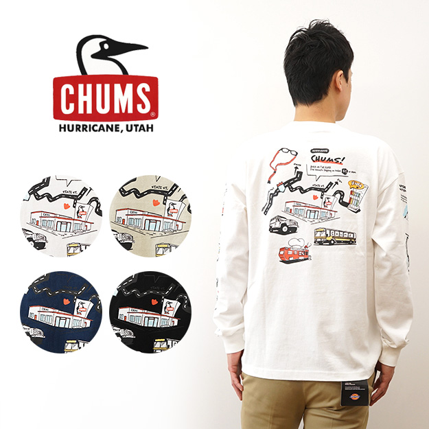 CHUMS チャムス ロンT オーバーサイズド ユタ ツアー ロング スリーブ Tシャツ 長袖 メンズ ビッグシルエット 大きい サイズ アウトドア キャンプ CH01-2346 | CHUMS