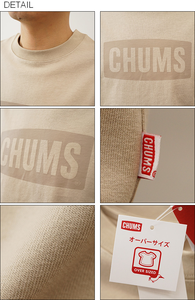 CHUMS チャムス ヘビーウエイト ロゴ Tシャツ メンズ 半袖 オーバーサイズ ビッグシルエット 大きいサイズ 厚手 ボックスロゴ アウトドア キャンプ CH01-2271｜robinjeansbug｜03