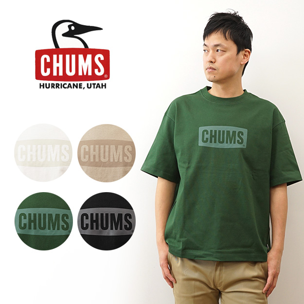 CHUMS チャムス ヘビーウエイト ロゴ Tシャツ メンズ 半袖 オーバーサイズ ビッグシルエット 大きいサイズ 厚手 ボックスロゴ アウトドア キャンプ CH01-2271｜robinjeansbug