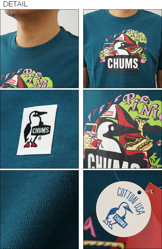 CHUMS（チャムス） ピクニック ブービー Tシャツ メンズ 半袖 ボックスロゴ プリント 大きいサイズ アウトドア キャンプ フェス 登山 アメカジ 厚手 CH01-2347｜robinjeansbug｜03