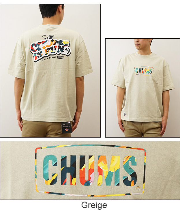 CHUMS チャムス オーバーサイズド チャムスイズファン Tシャツ メンズ 半袖 ビッグシルエット 大きいサイズ ボックスロゴ アウトドア キャンプ CH01-2357｜robinjeansbug｜05