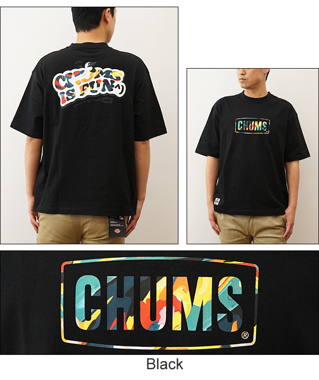 CHUMS チャムス オーバーサイズド チャムスイズファン Tシャツ メンズ 半袖 ビッグシルエット 大きいサイズ ボックスロゴ アウトドア キャンプ CH01-2357｜robinjeansbug｜06