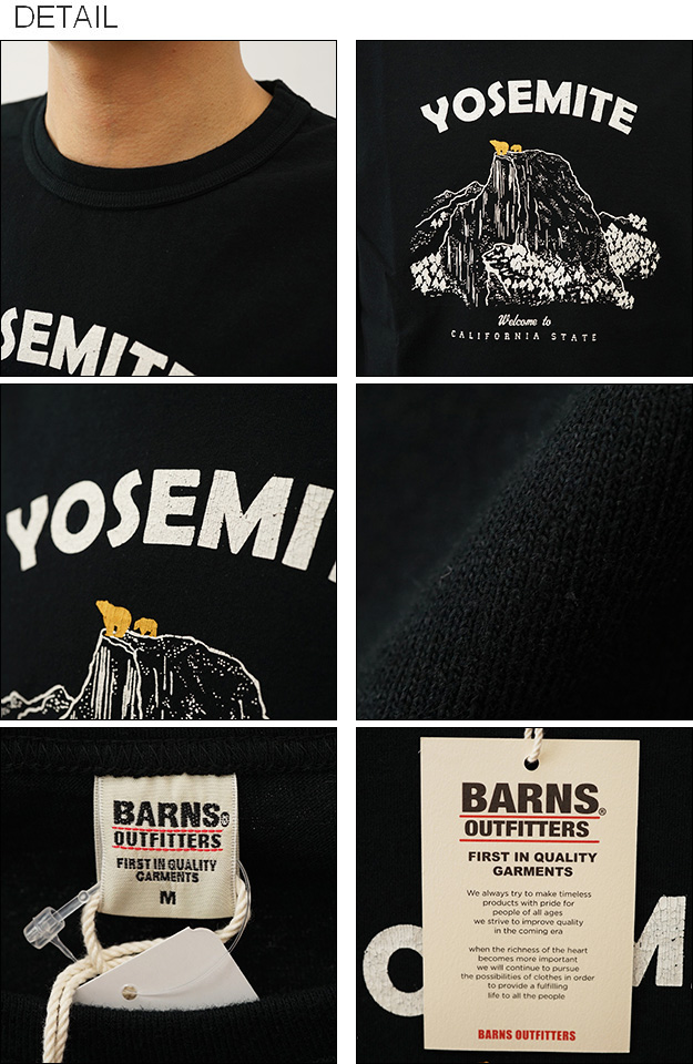 BARNS バーンズ タフネック 半袖 Tシャツ Yosemite メンズ 日本製 綿100% 厚手 大きいサイズ プリント 古着 加工 デザイン 経年変化 アメカジ アメリカ BR-24144 | BARNS OUTFITTERS | 02