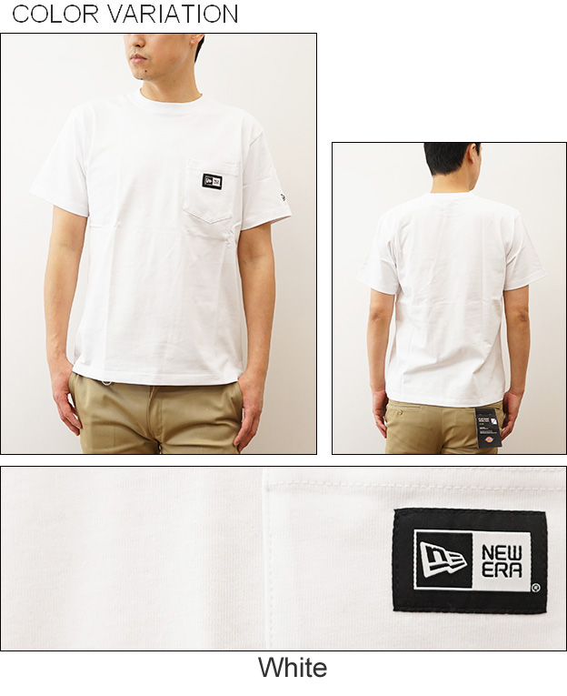 New Era ニューエラ 半袖 ポケット Tシャツ ボックス ロゴ ウーブンパッチ メンズ レディース ポケT 大きい サイズ シンプル 綿100 白 黒 14121928 14121929 | NEW ERA | 03