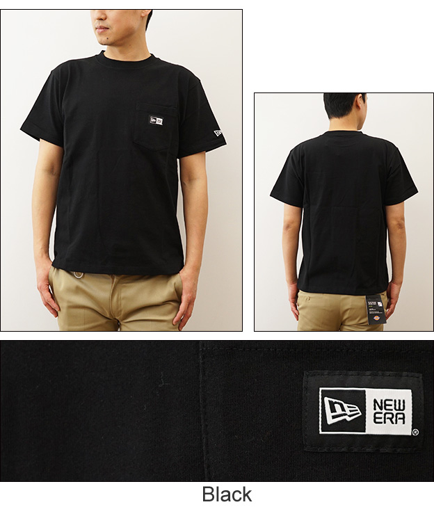 New Era ニューエラ 半袖 ポケット Tシャツ ボックス ロゴ ウーブンパッチ メンズ レディース ポケT 大きい サイズ シンプル 綿100 白 黒 14121928 14121929 | NEW ERA | 04