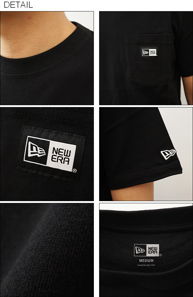 New Era ニューエラ 半袖 ポケット Tシャツ ボックス ロゴ ウーブンパッチ メンズ レディース ポケT 大きい サイズ シンプル 綿100 白 黒 14121928 14121929 | NEW ERA | 02