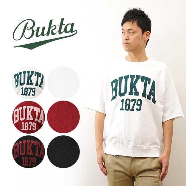 BUKTA バクタ Tシャツ ミニ 裏毛 メンズ レディース 半袖 スウェットT 大きい サイズ オーバーサイズ ビッグシルエット カレッジ ロゴ キャンプ BU2345806 | Bukta