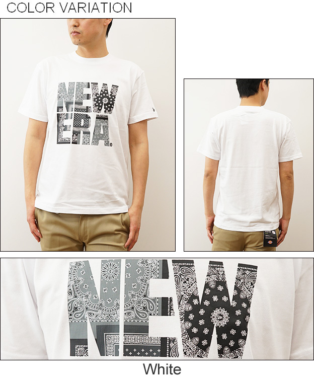 New Era ニューエラ Tシャツ ペイズリー スクエア ロゴ メンズ レディース 半袖 大きいサイズ バンダナ 柄 アメカジ キャンプ ブランド 黒 14121885 14121886 | NEW ERA | 03