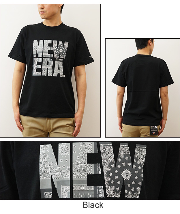 New Era ニューエラ Tシャツ ペイズリー スクエア ロゴ メンズ レディース 半袖 大きいサイズ バンダナ 柄 アメカジ キャンプ ブランド 黒 14121885 14121886 | NEW ERA | 04