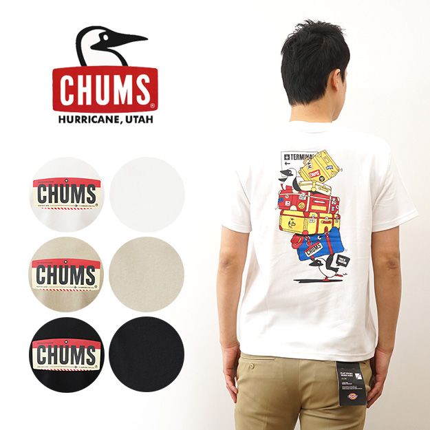 CHUMS チャムス バゲージ Tシャツ メンズ レディース 半袖 吸水速乾 接触冷感 バックプリント 大きいサイズ アウトドア キャンプ アメカジ おしゃれ CH01-2371｜robinjeansbug