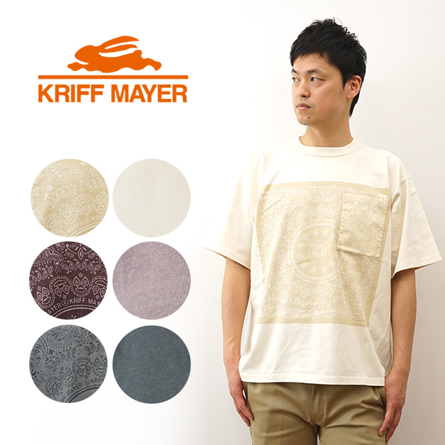 KRIFF MAYER クリフメイヤー Tシャツ ピグメント バンダナ ポケT ポケット メンズ レディース 半袖 ペイズリー 大きいサイズ オーバーサイズ 古着 加工 2347200 | KRIFF MAYER